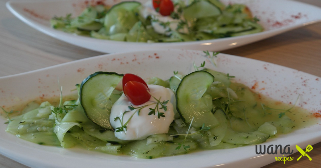 Fresh cucumber slices ready for preparation.