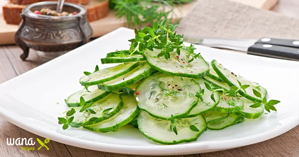 Close-up of Din Tai Fung cucumber salad recipe served in a bowl.