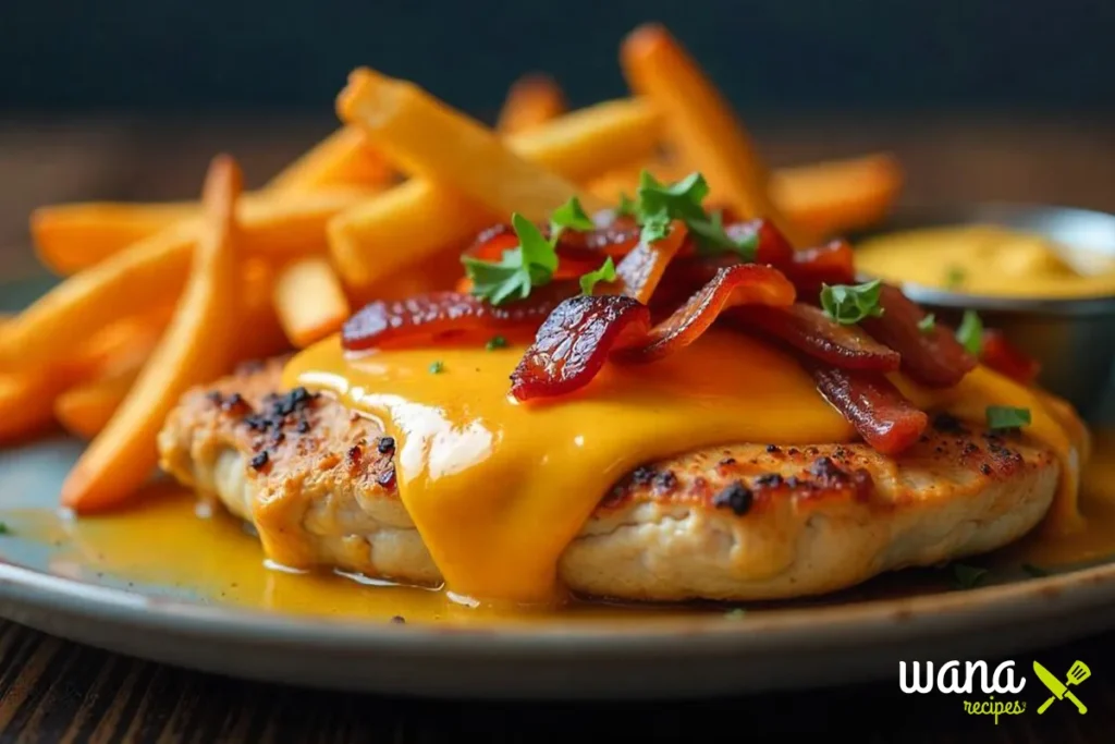 Chicken breasts searing in a skillet with golden brown edges.