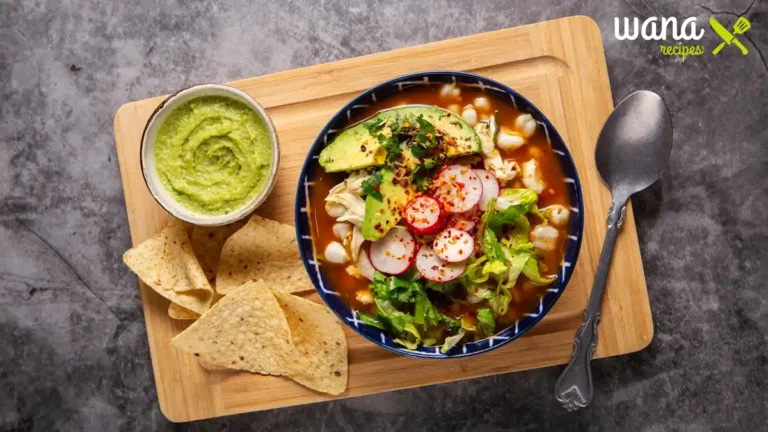 A hearty bowl of taco soup frios topped with crispy tortilla strips, shredded cheese, sour cream, diced avocado, and fresh cilantro, served with lime wedges on the side.