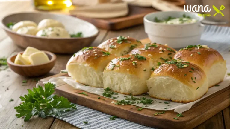 Soft, golden-brown Hawaiian rolls topped with chopped parsley and ready to be served as garlic bread